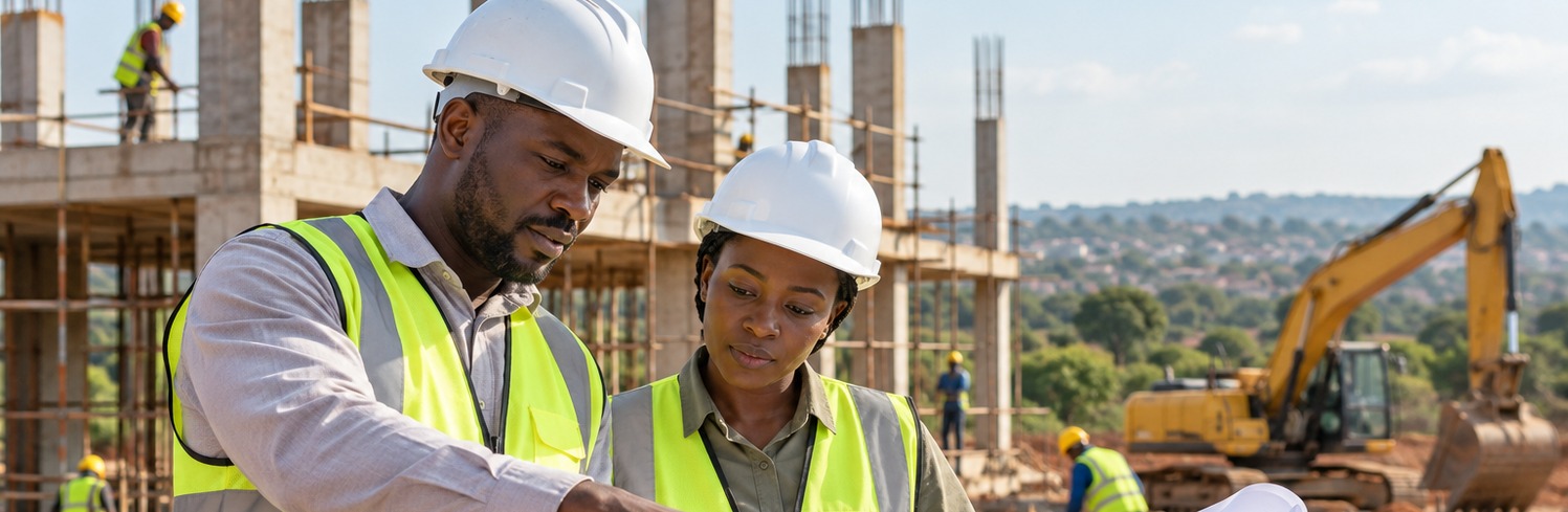 Construction professionals on site