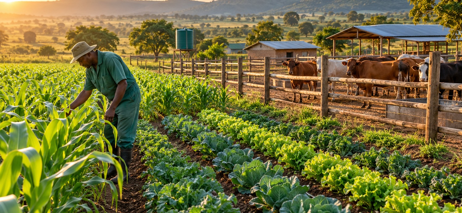 Mixed farming with crops and livestock
